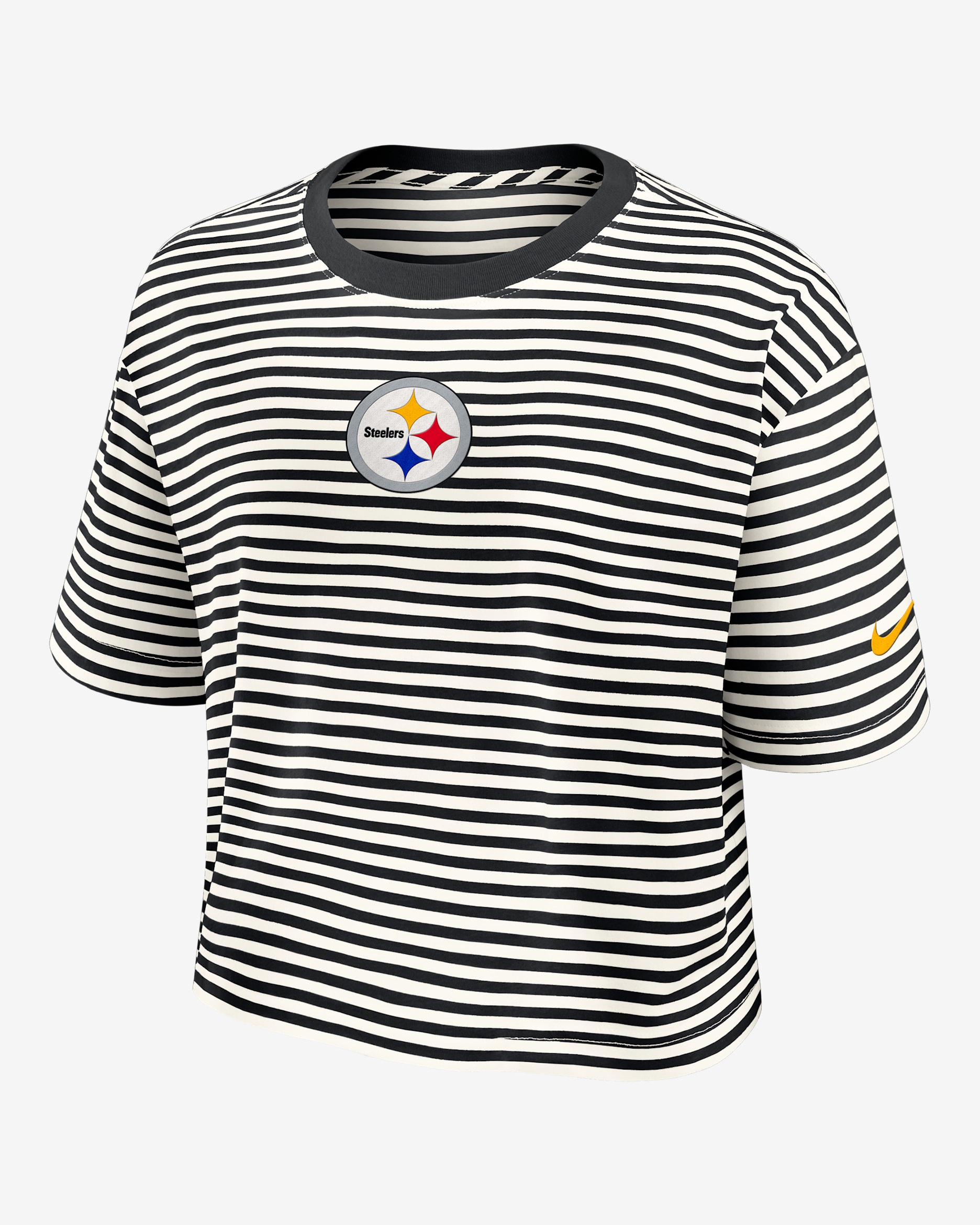 Pittsburgh Steelers Striped Women's Nike NFL Cropped T-Shirt. Nike.com
